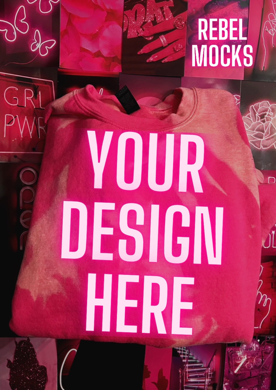 Acid Wash Heliconia Crew Neck Sweatshirt or TEE Mock Up TRENDING VIBES