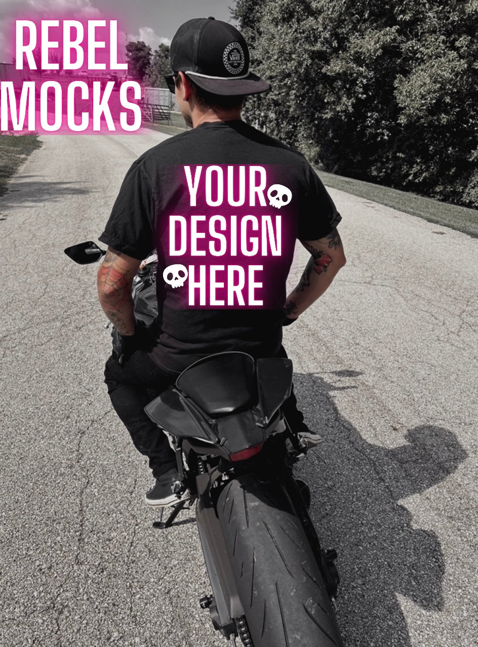 MOTO Mens Black Tee Edgy Trendy Mock Up
