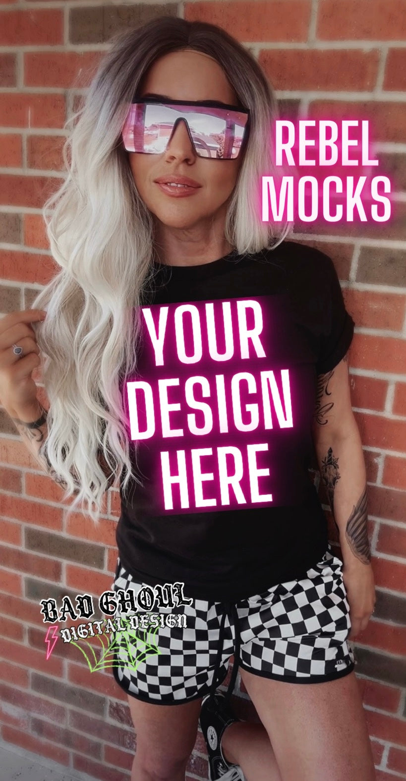 Black Tee IRL Model Mock Up Blondie Vibes