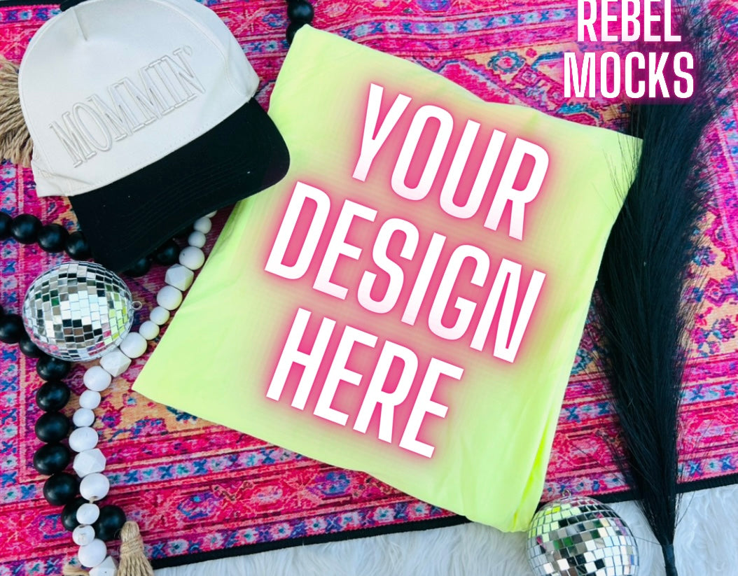 Comfort Colors Lemon Trendy Mock Up Flat Lay