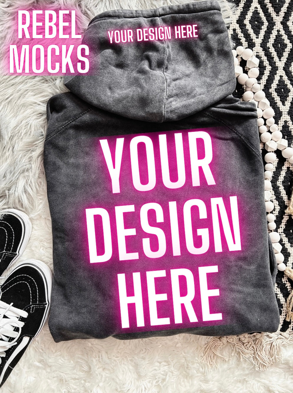 Lane Seven Vintage Wash Hoodie Sweatshirt Flat Lay Mock UP