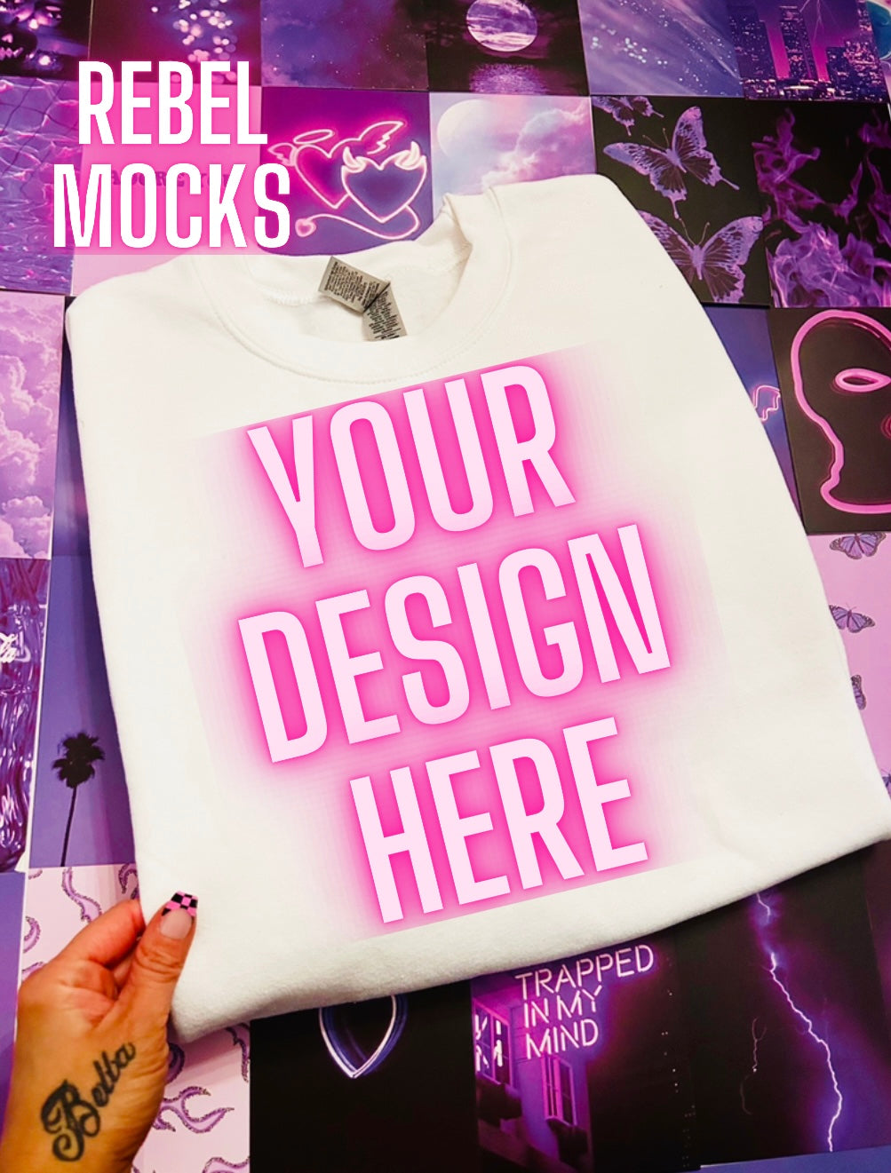 Edgy Aesthetic white Flat Lay Trendy Mock Up