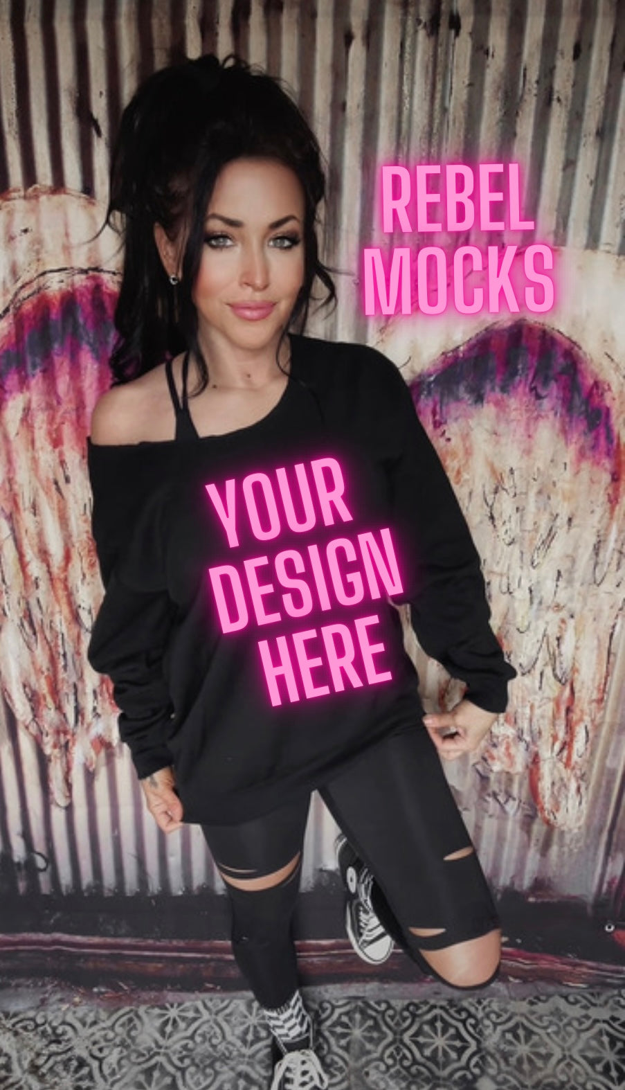 Off Shoulder Mock Bundle Black Crew IRL Alternative Edgy