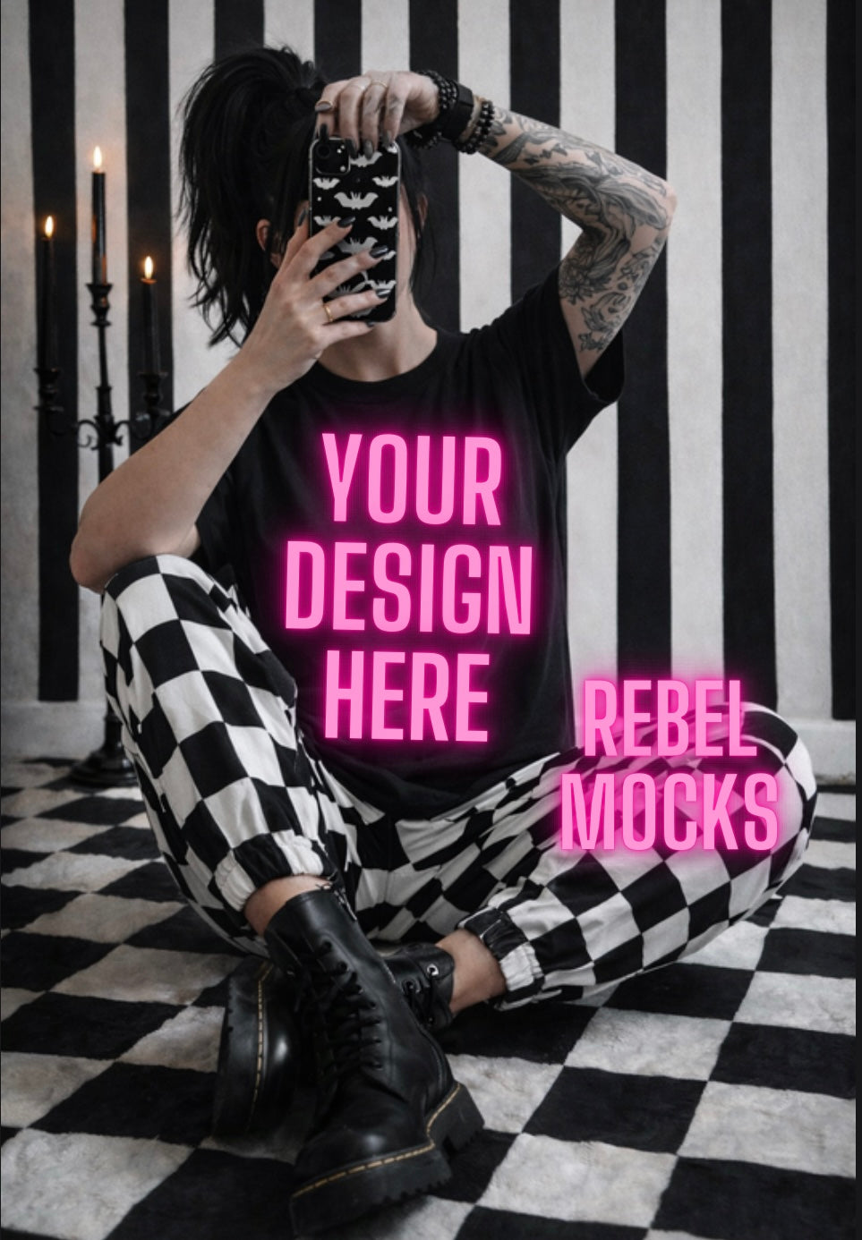 Black Tee| Edgy Alternative Mock Up