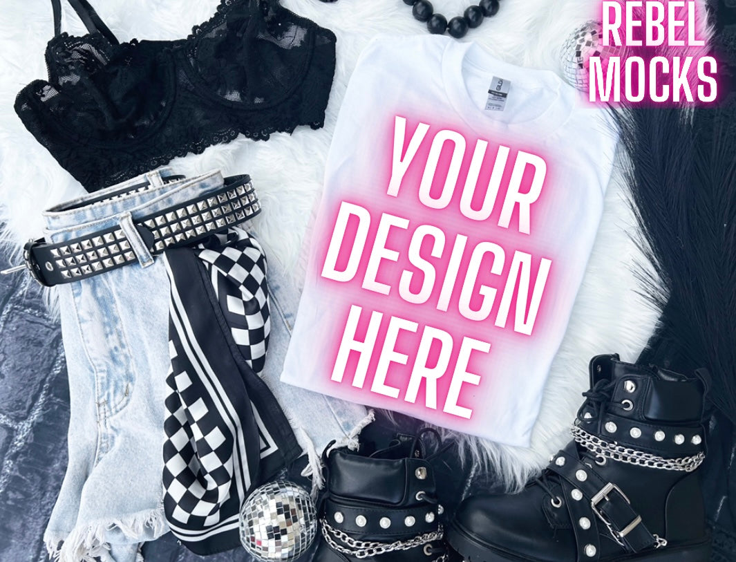 White ALT Trendy Mock Up Flat Lay