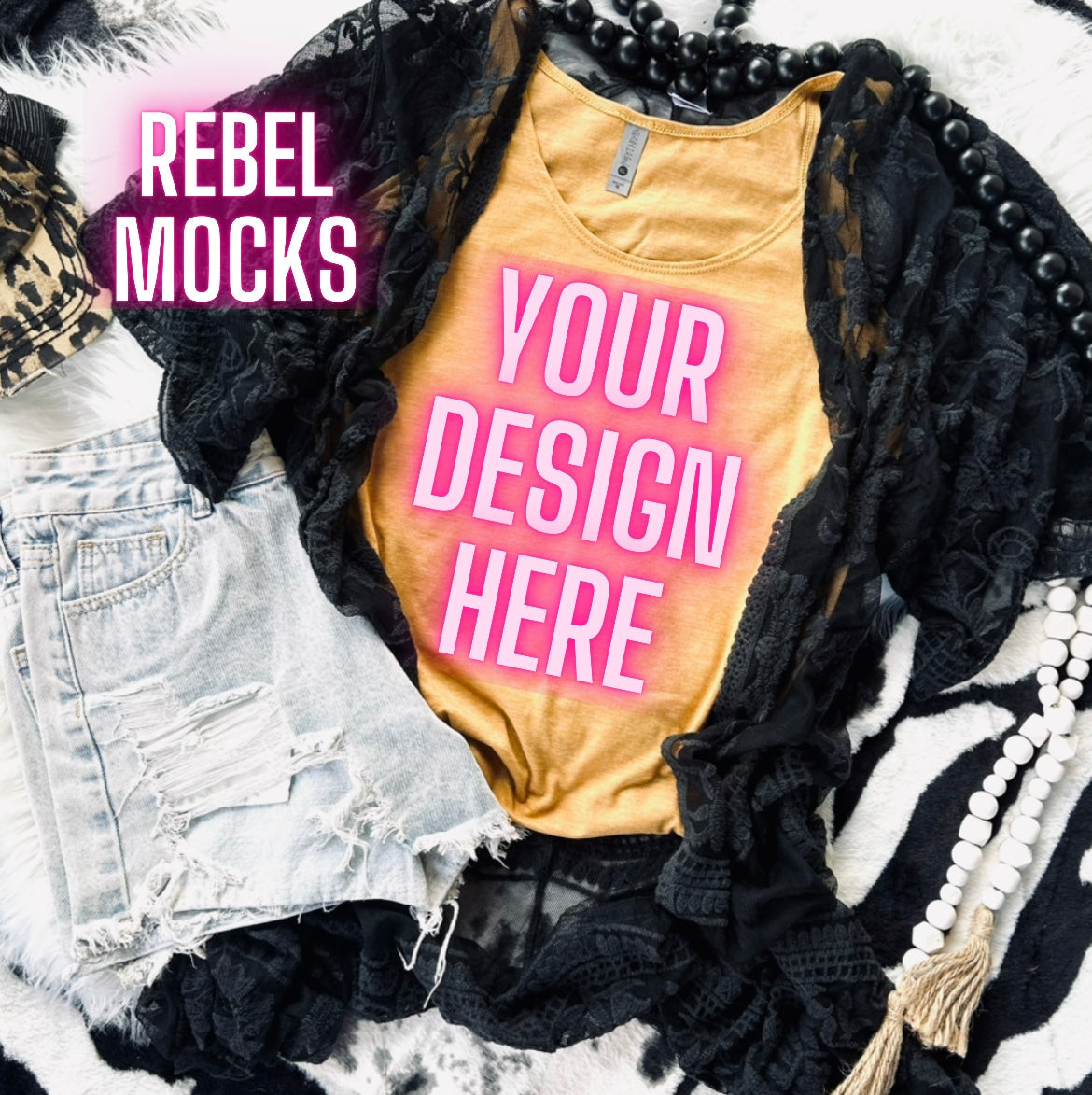 VIBIN Next Level Antique Gold Flat Lay Mock UP