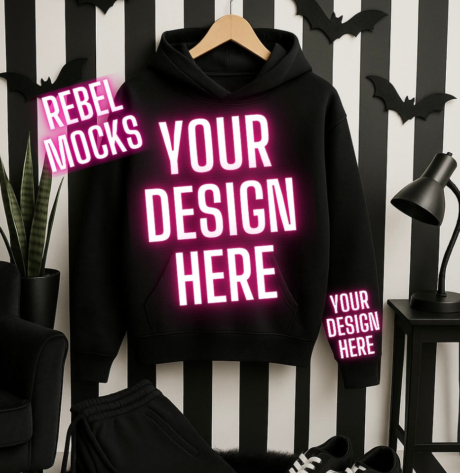 Black Hoodie Edgy Alternative Mock Up