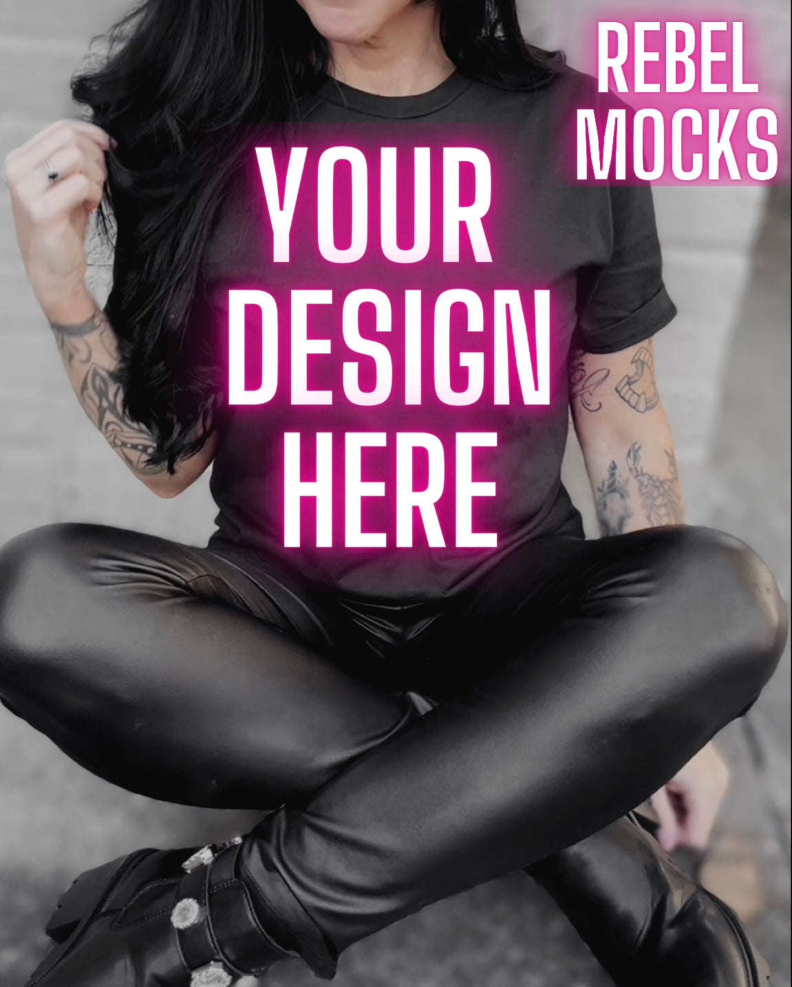 Edgy Black Tee Model Alt Vibes Mock Up