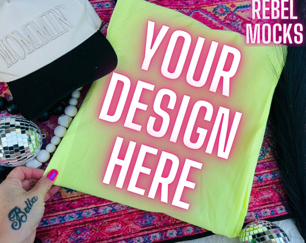 Comfort Colors Lemon Trendy Mock Up Flat Lay