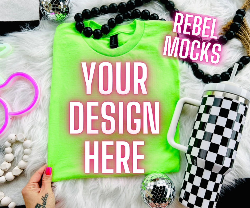 Neon Green Flat Lay Trending Mock Up Flat Lay