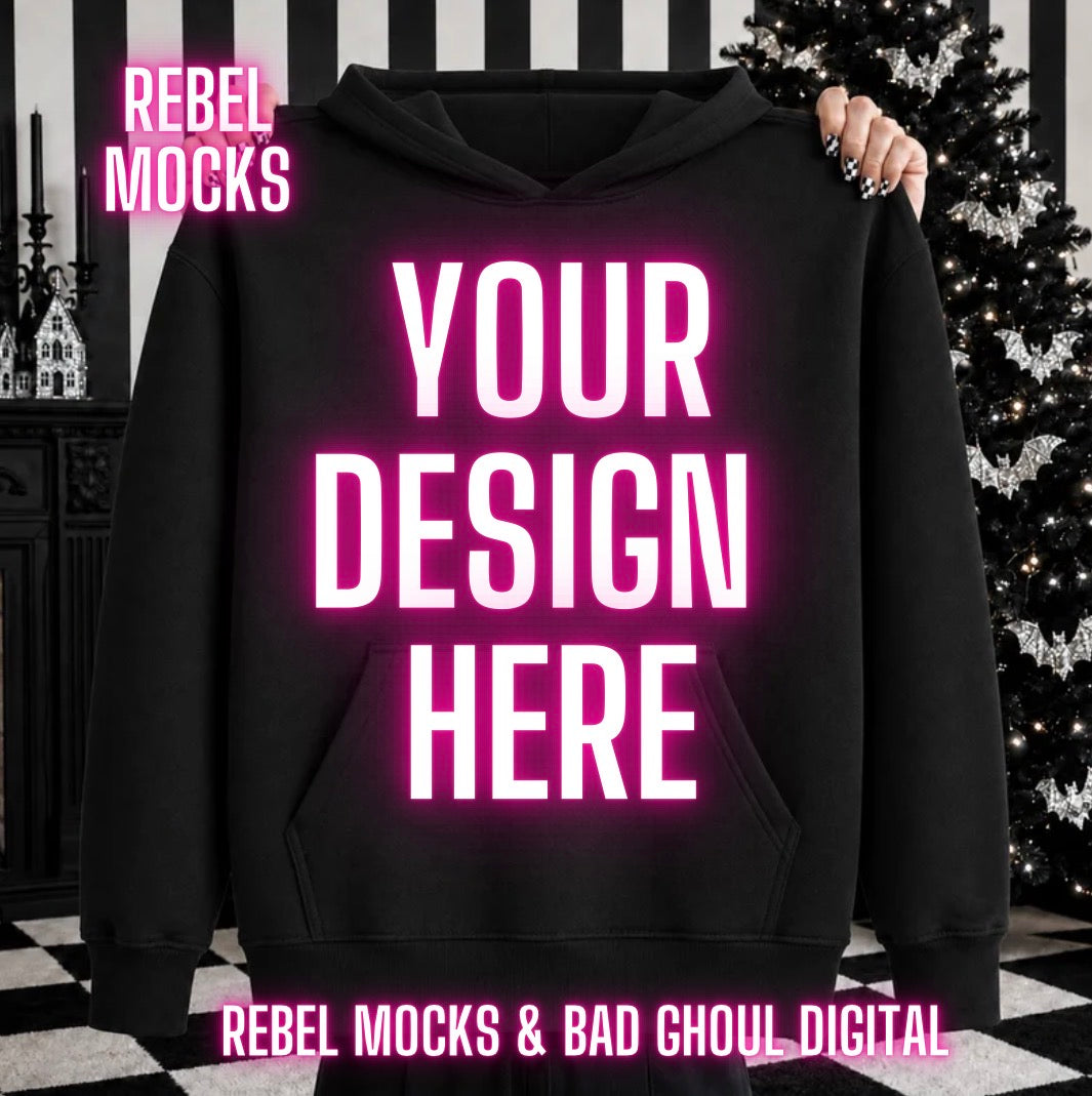 Black Hoodie |Edgy Holiday Alternative Mock Up