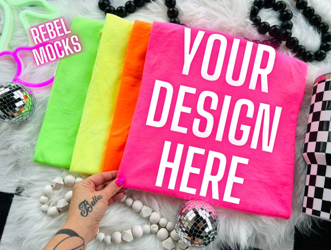Neon Collage Flat Lay Trending Mock Up Flat Lay