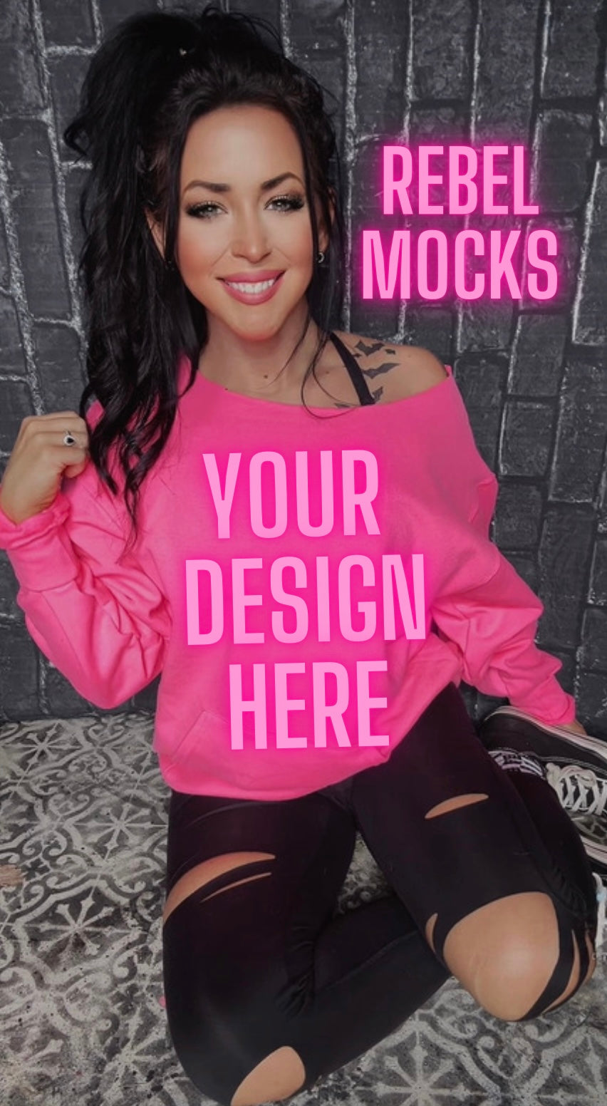Off Shoulder Mock Safety Pink IRL Alternative Edgy 2 mocks bundle
