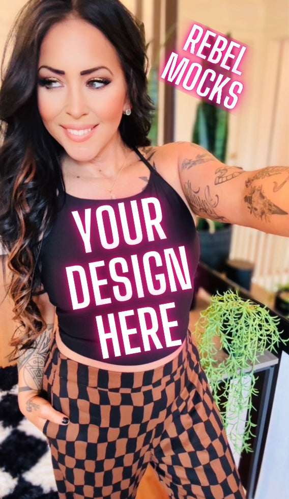 Black Spaghetti Strap Tank Model Mock UP