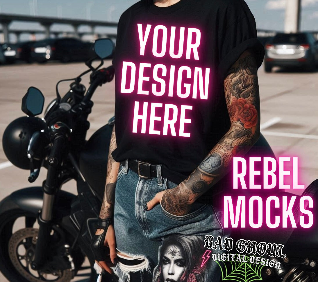 Black Tee EDGY Model Mock Up MOTO