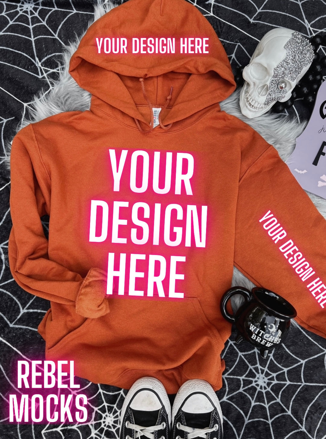 Texas Orange Burnt Orange Jerzee Hoodie Mock Up Flat Lay