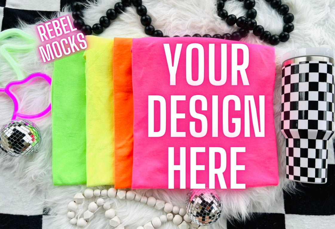 Neon Collage Flat Lay Trending Mock Up Flat Lay