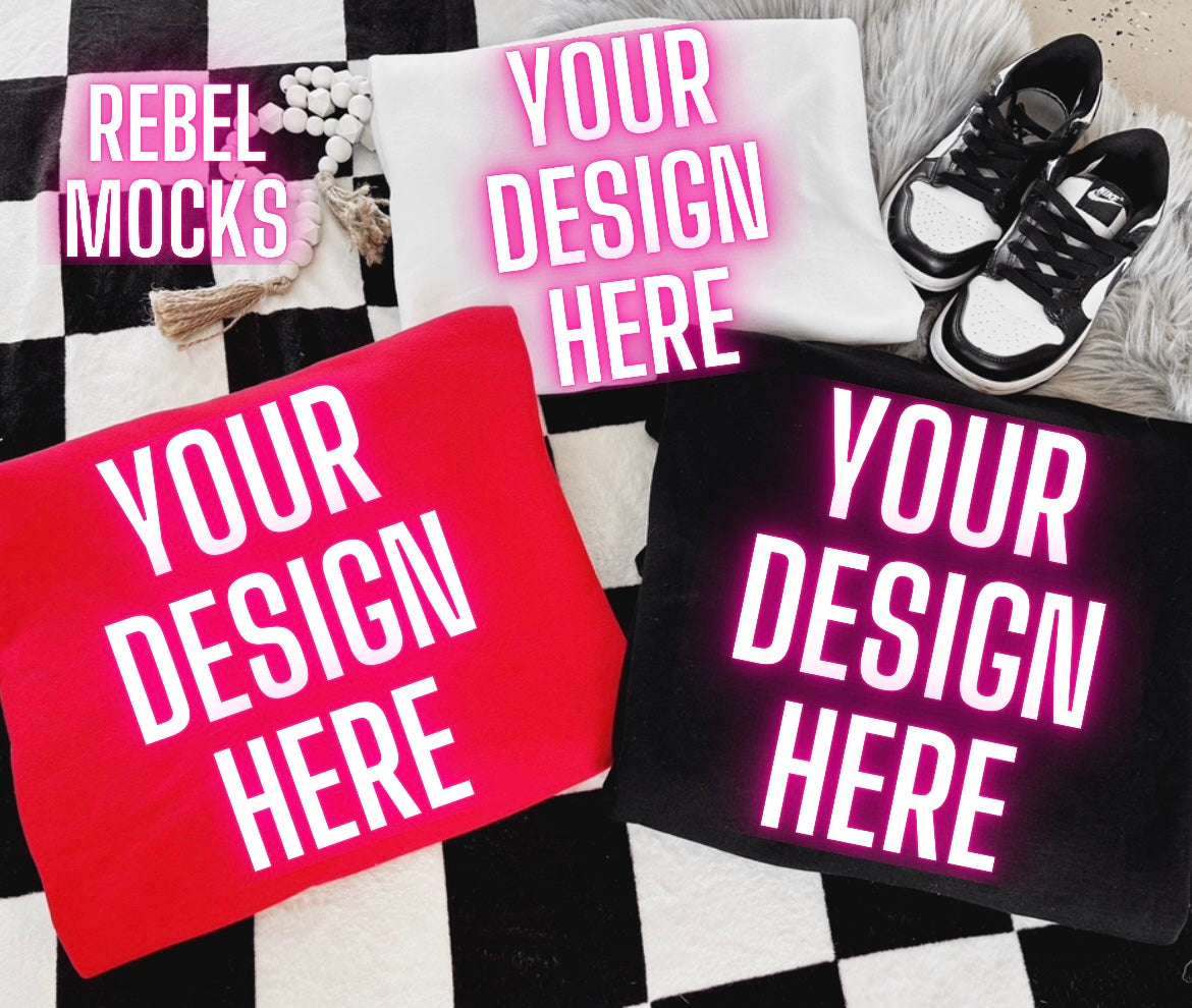 Red Black And White Crewneck Sweatshirt Trendy Mock Up