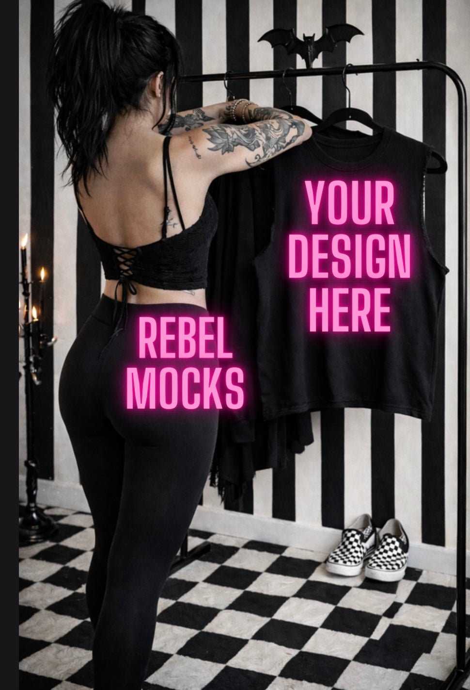 Black Muscle Tank| Edgy Alternative Mock Up
