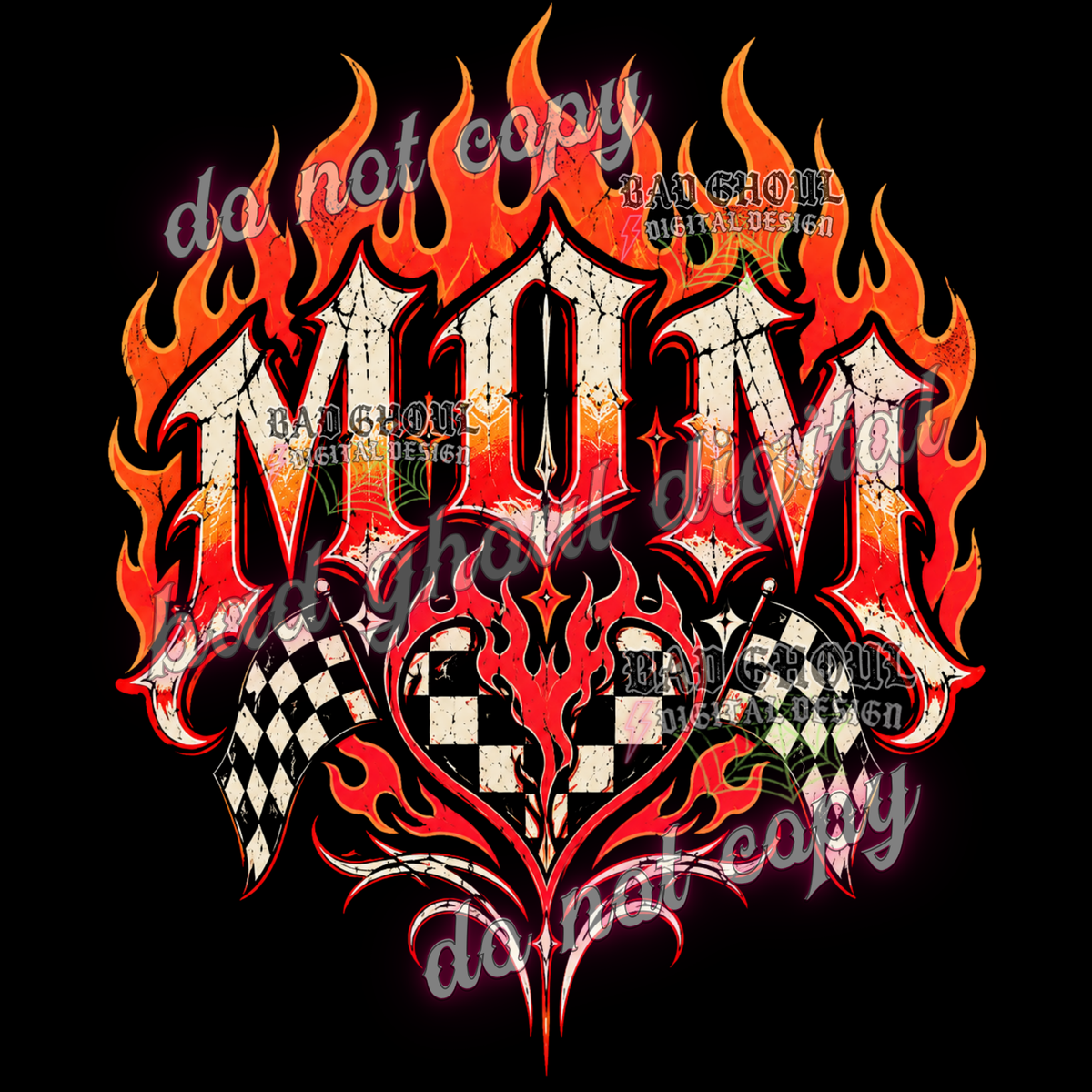 Mom | Fire Heart I PNG DOWNLOAD BLACK FAB ONLY