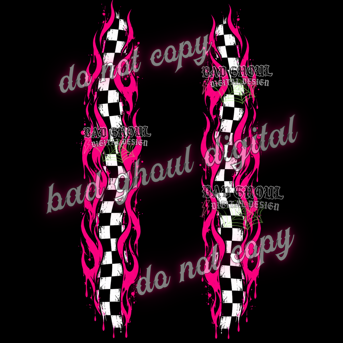 Pink Flames + Checkered Sleeves | PNG DOWNLOAD BLACK FAB ONLY