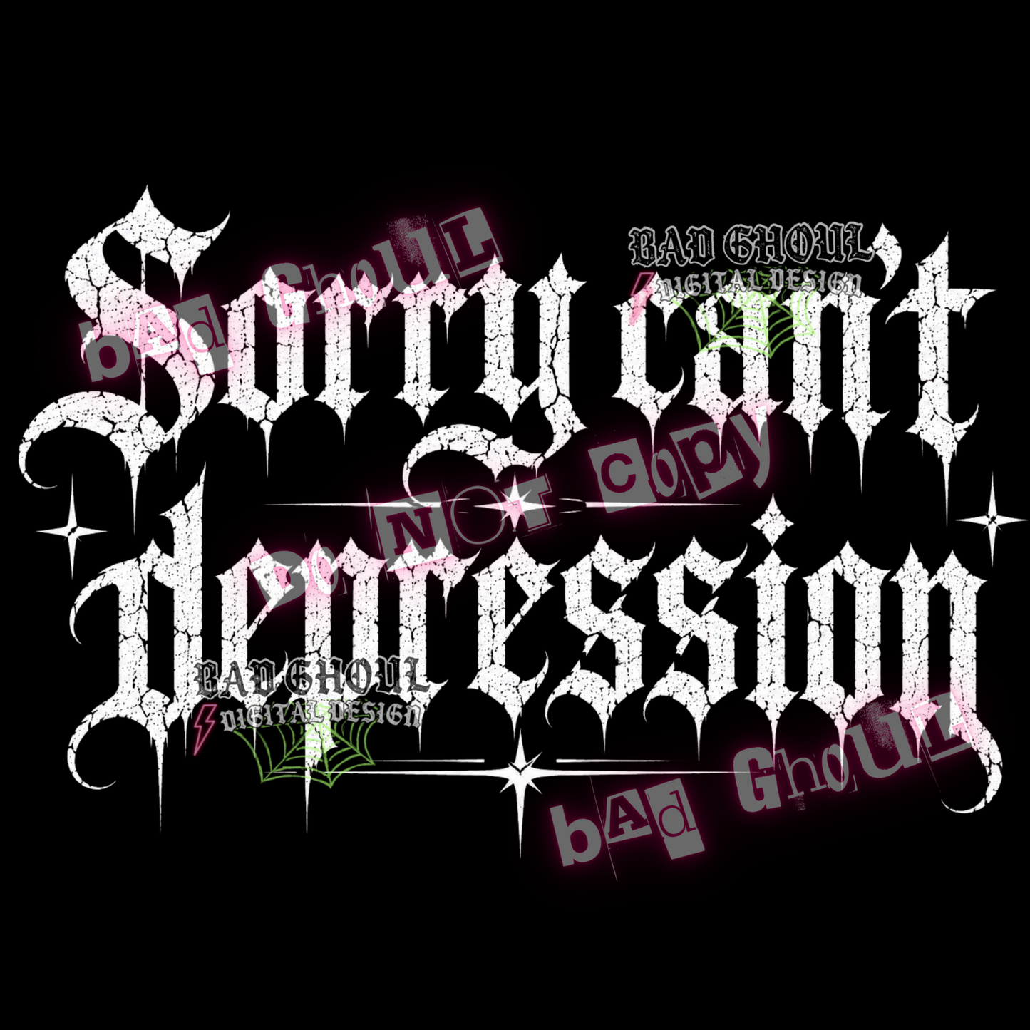 Sorry can't, depression | PNG DOWNLOAD | Black Fabric Only