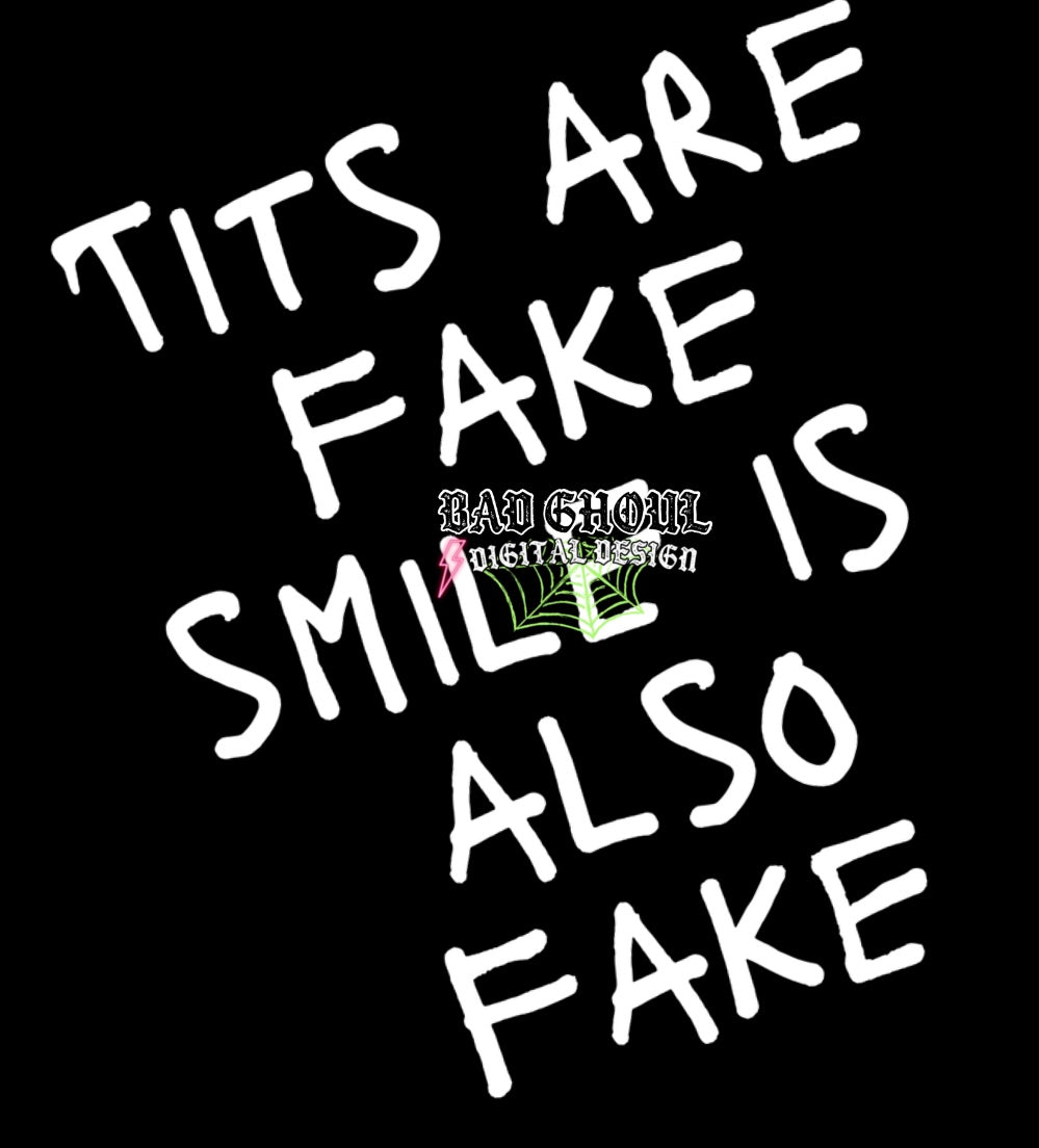 Tits Are Fake PNG Download black and white