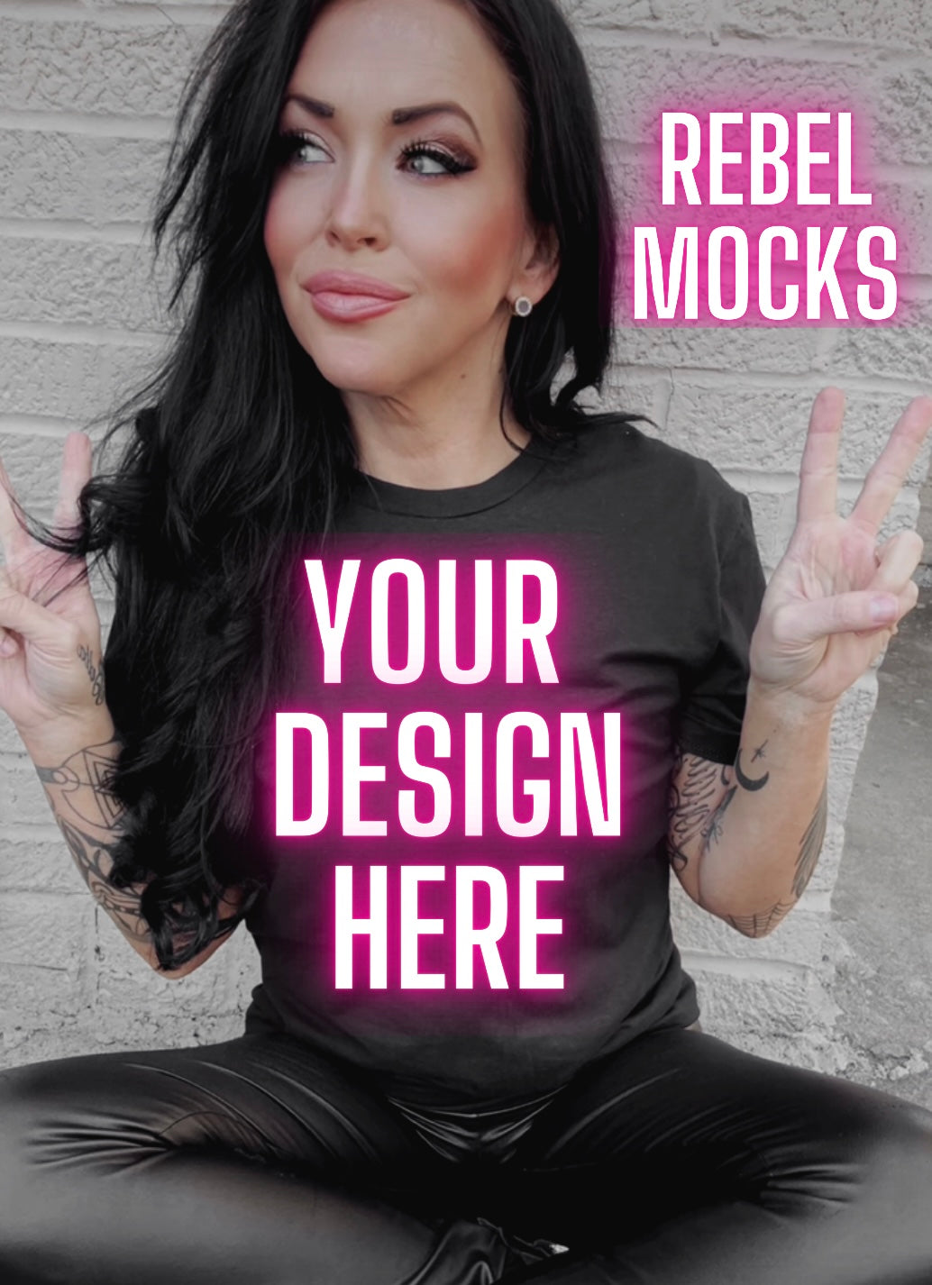 Edgy Black Tee Model Alt Vibes Mock Up