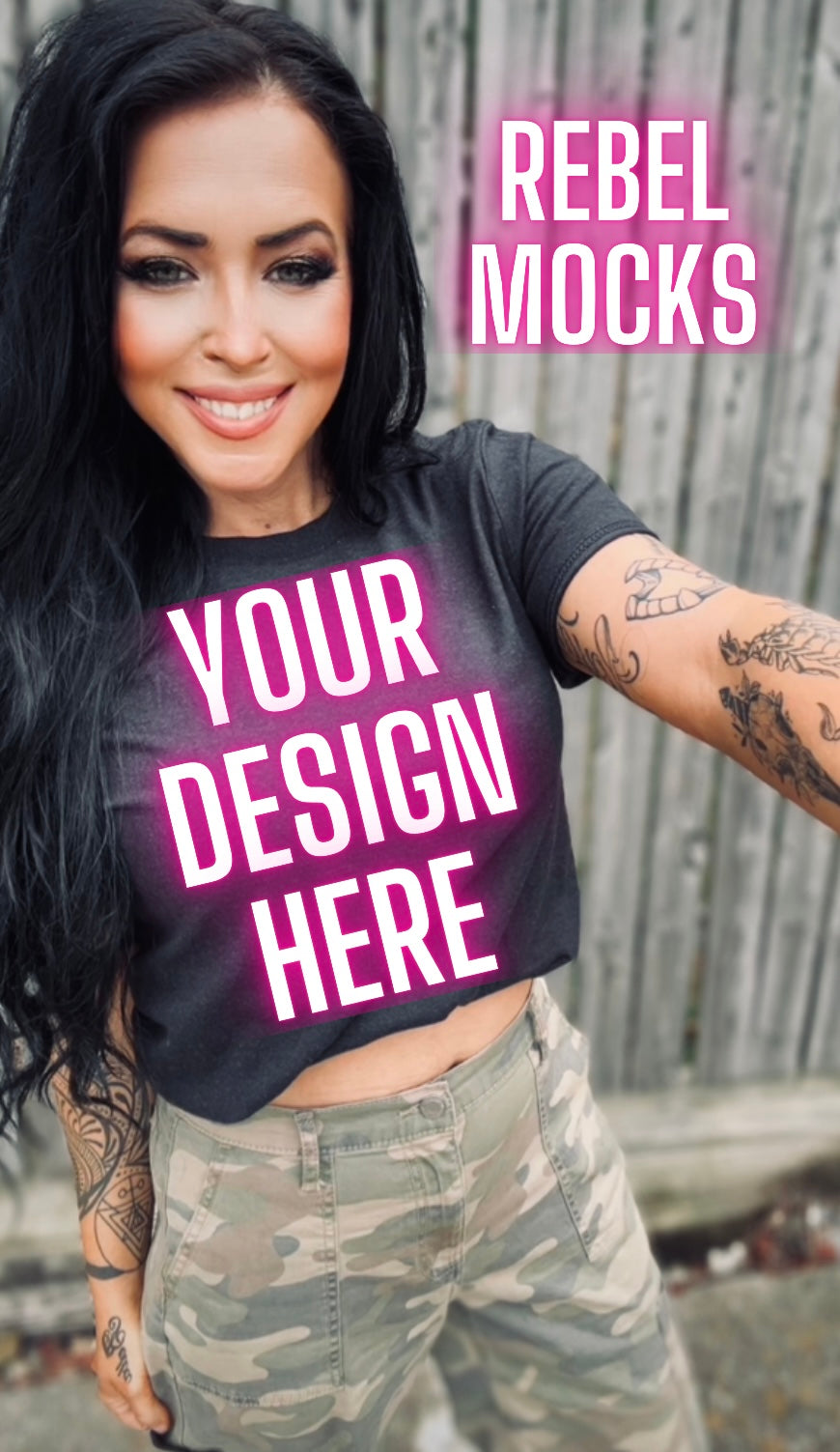 Dark Heather Tee Model Mock Up Edgy Vibes