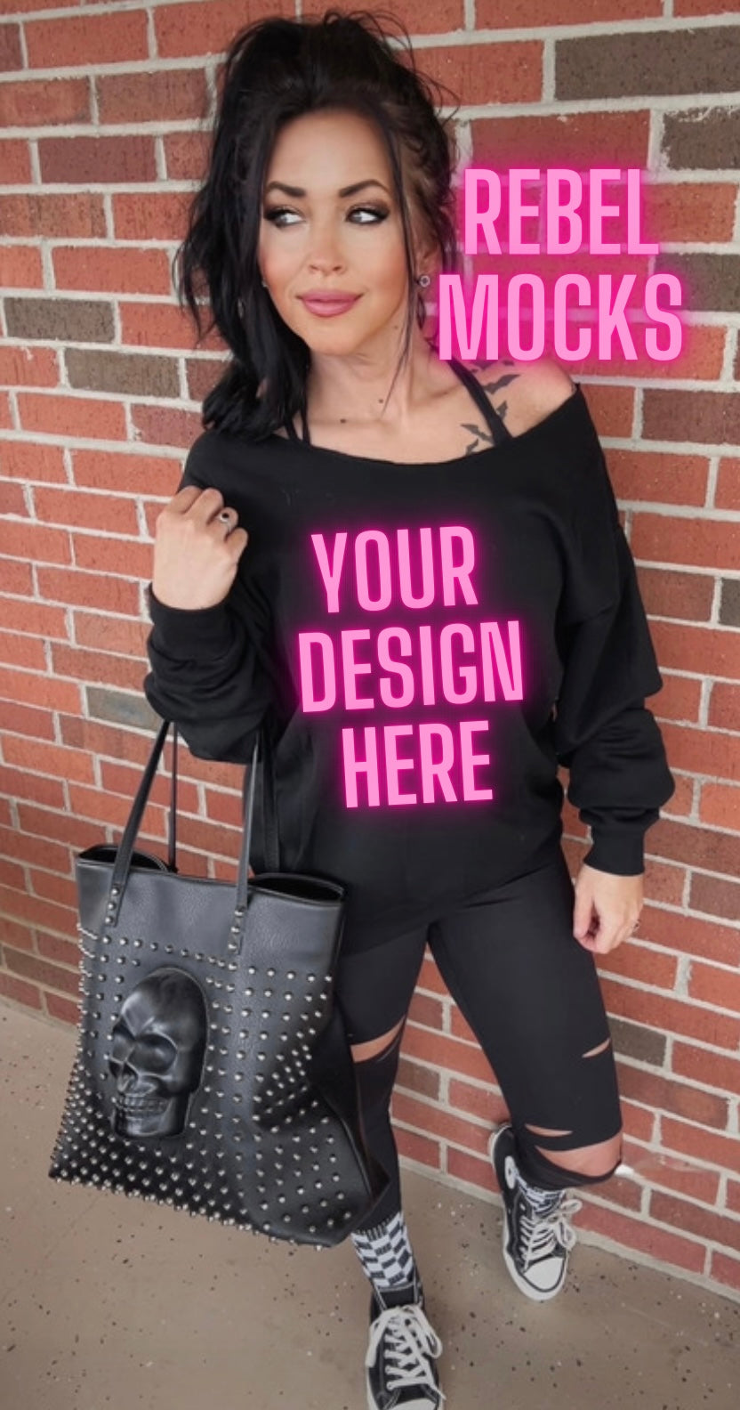 Off Shoulder Mock Bundle Black Crew IRL Alternative Edgy