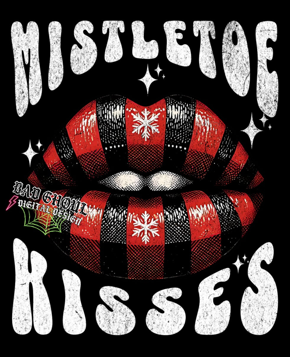 Mistletoe Kisses 2 Files Black and White PNG Download