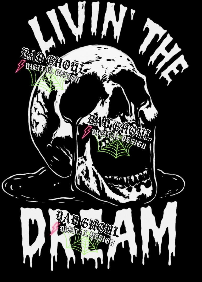 Livin The Dream PNG DOWNLOAD Black Fabric Only