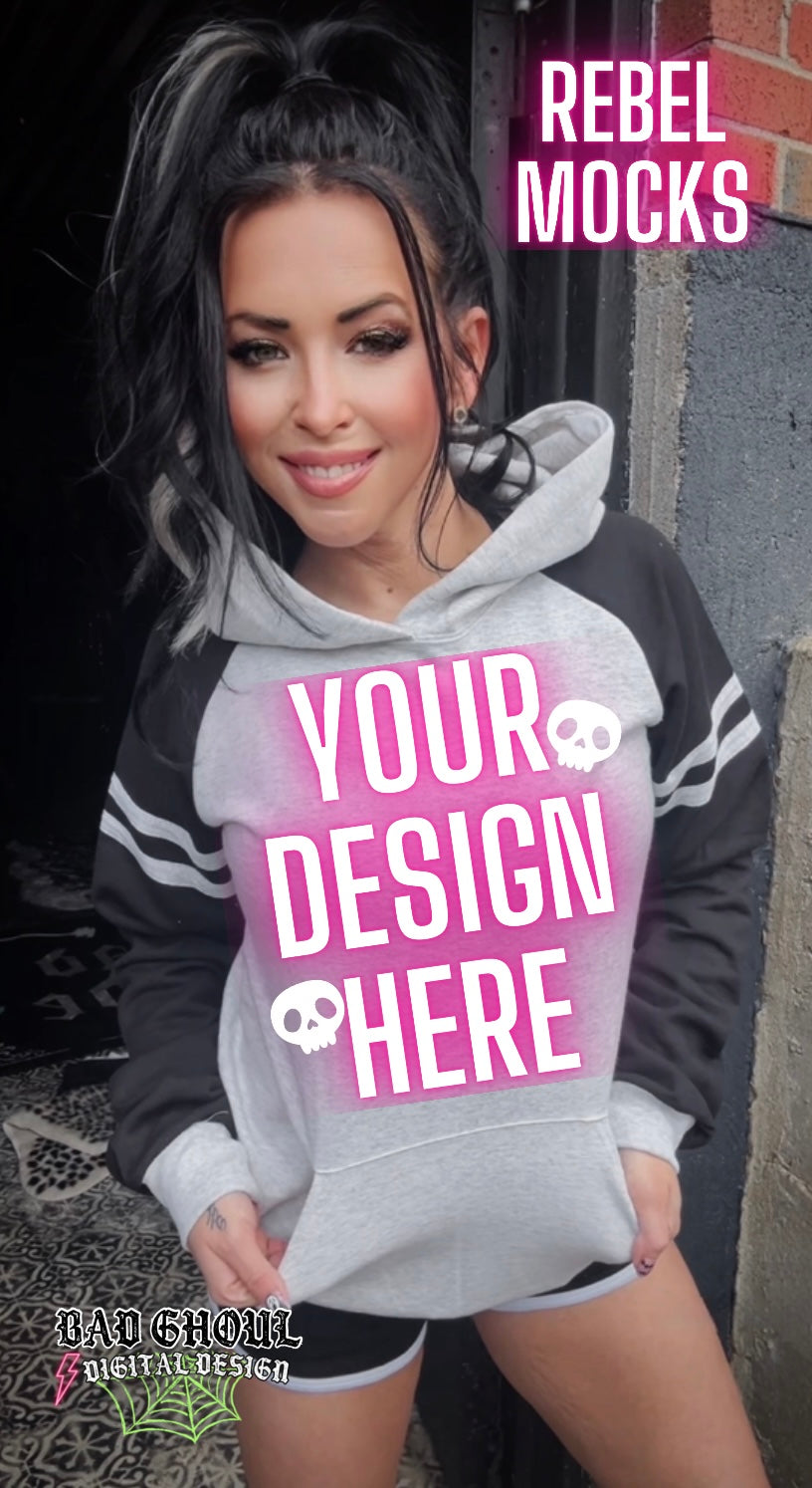 IRL Varsity Hoodie Trendy Model Mock Up