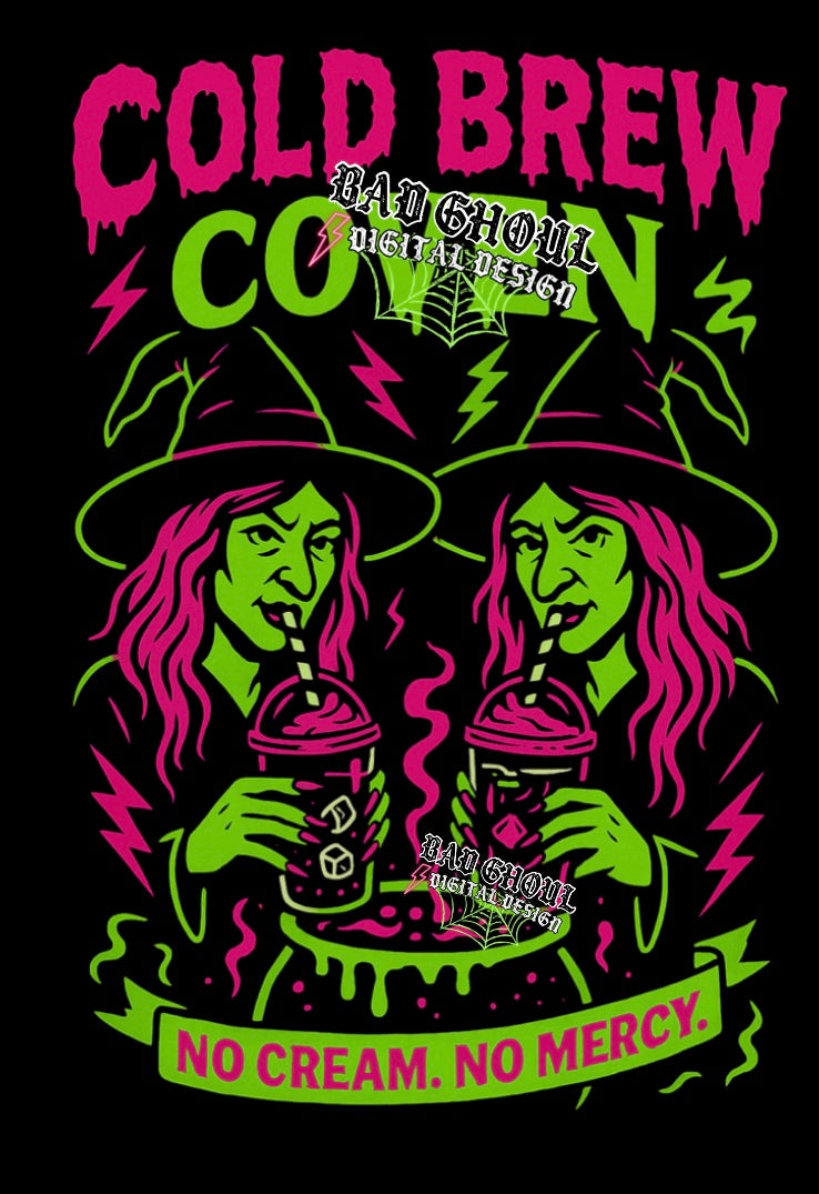 Cold Brew Coven PNG Download BLACK FABRIC ONLY