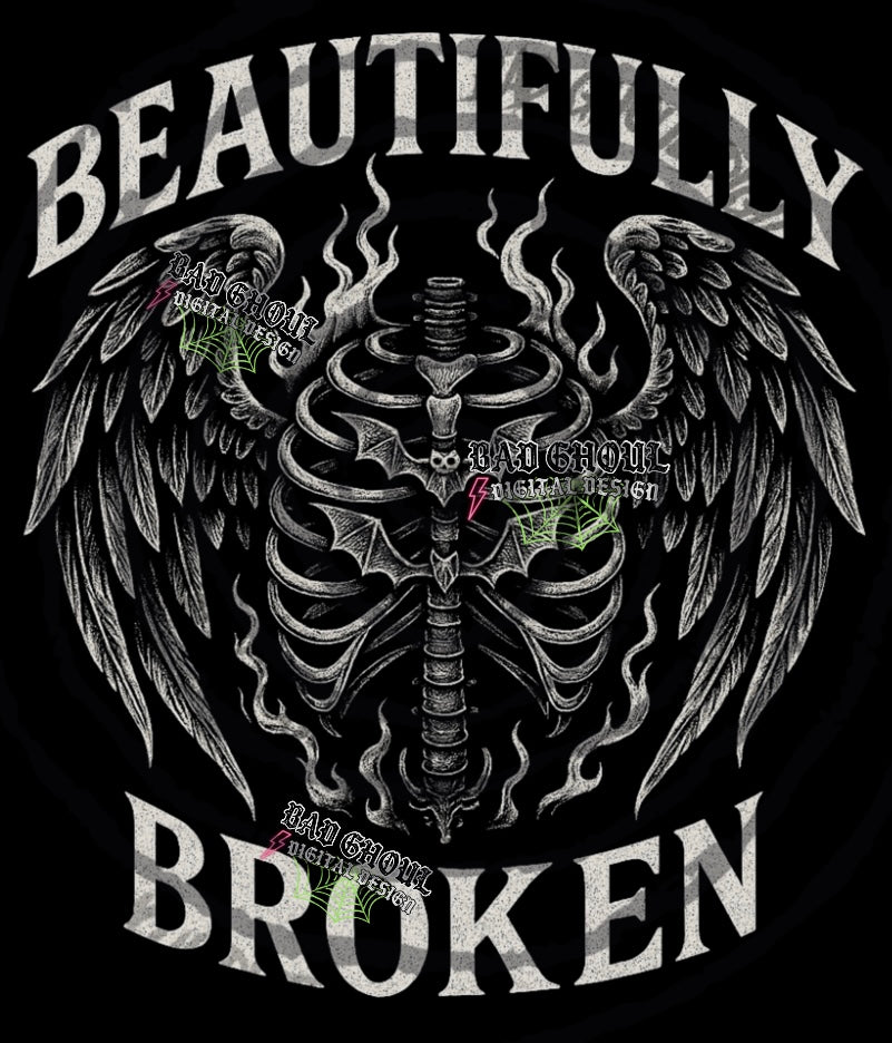 Beautifully Broken PNG DOWNLOAD black fabric only