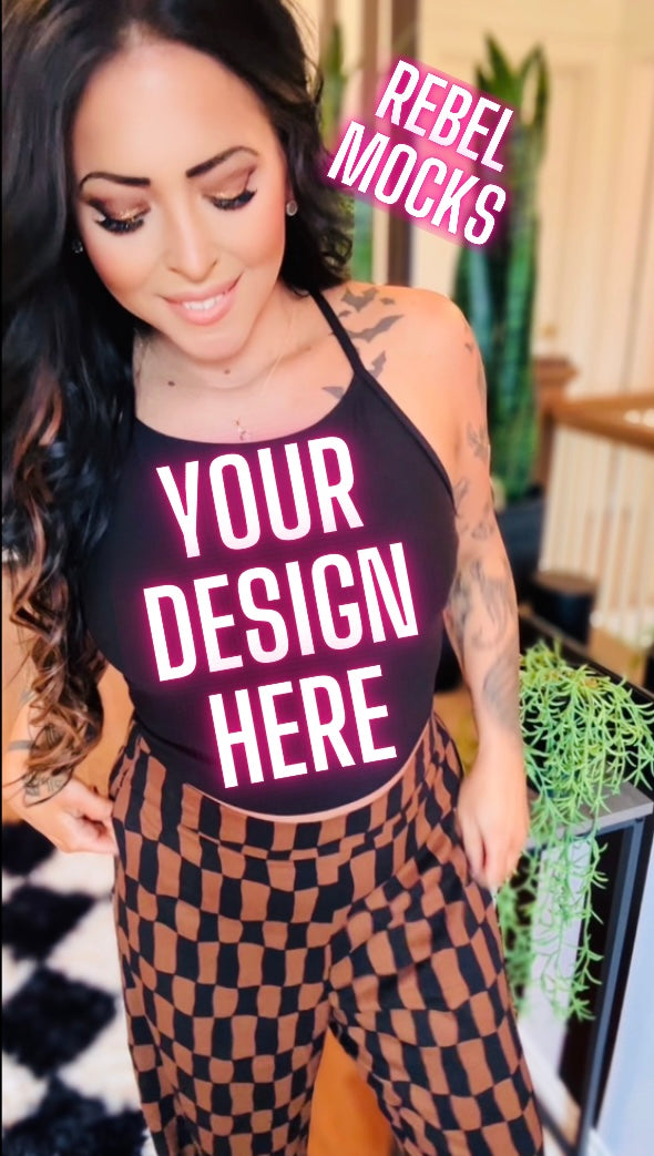 Black Spaghetti Strap Tank Model Mock UP