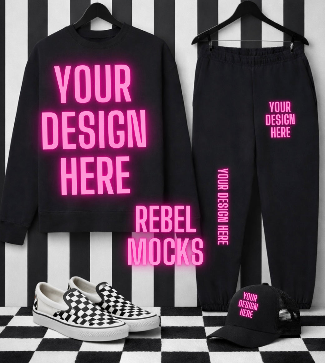 Black Sweat Set | Edgy Alternative Mock Up