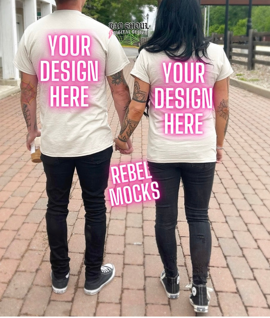 Couples Tee Model Mock up IRL Alternative Edgy