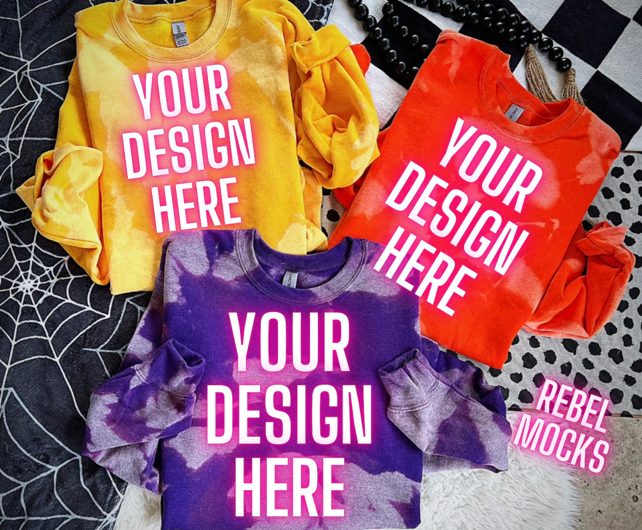 Acid Wash Crew Neck Sweatshirt Collage Flat Lay Mock Up TRENDING VIBES