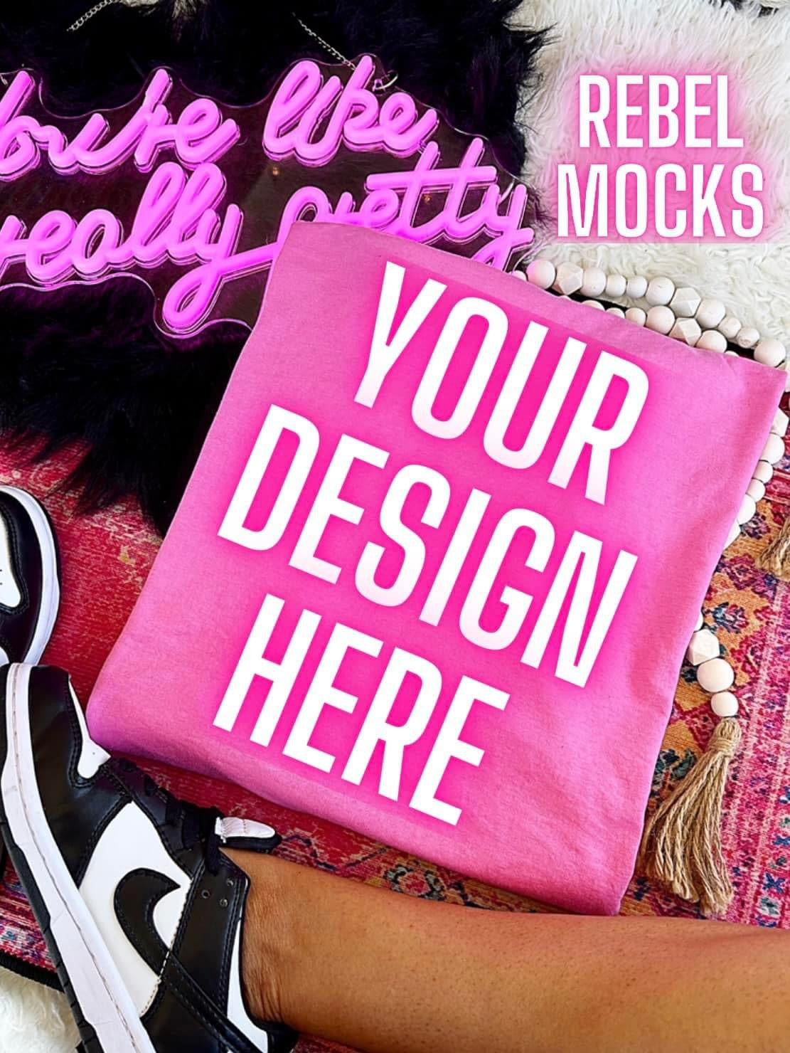 Neon Pink Crew Neck Sweatshirt Trendy flat lay Mock