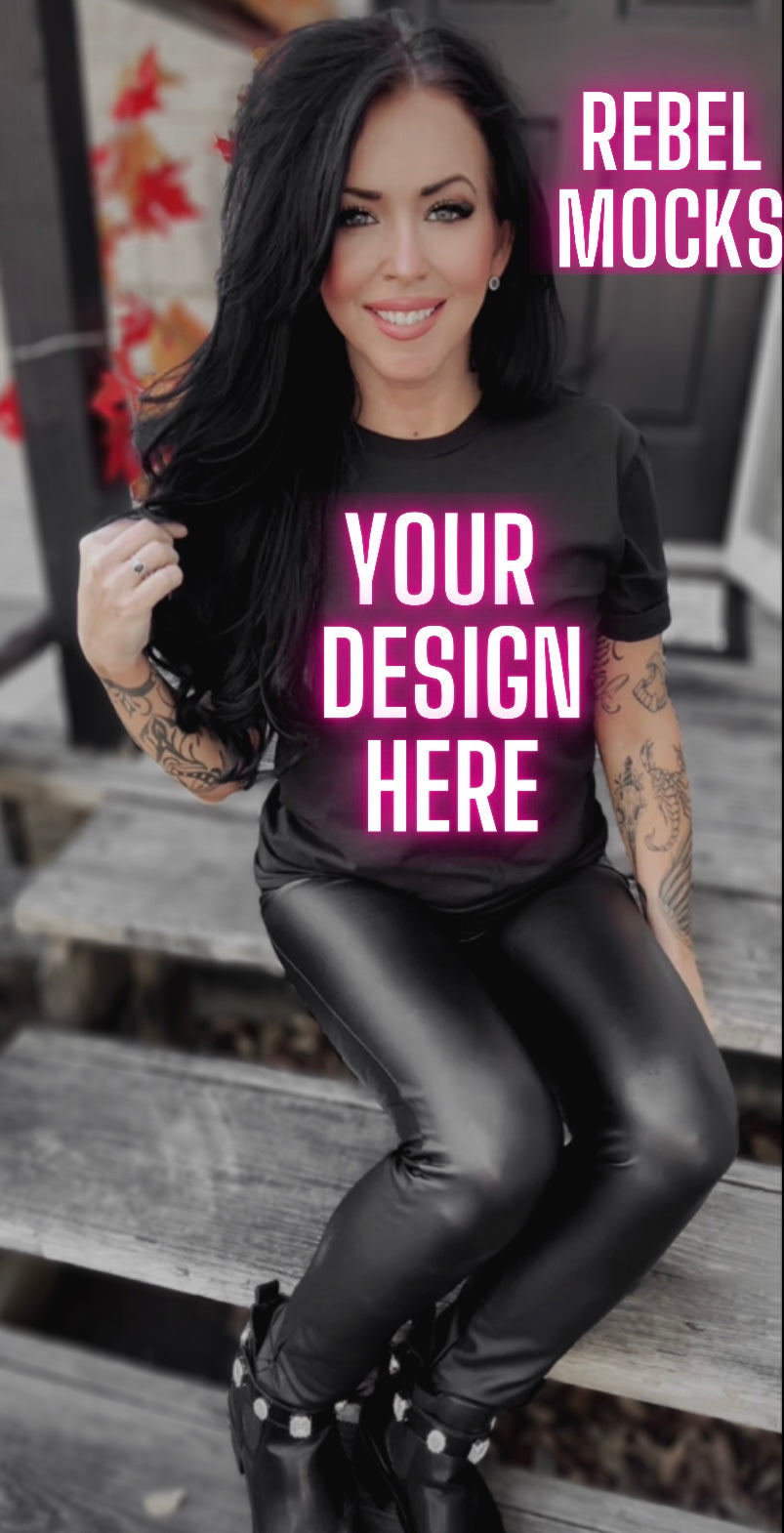 Edgy Black Tee Model Alt Vibes Mock Up