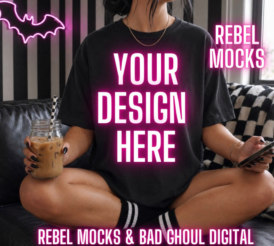 Black Tee|Edgy Alternative Mock Up