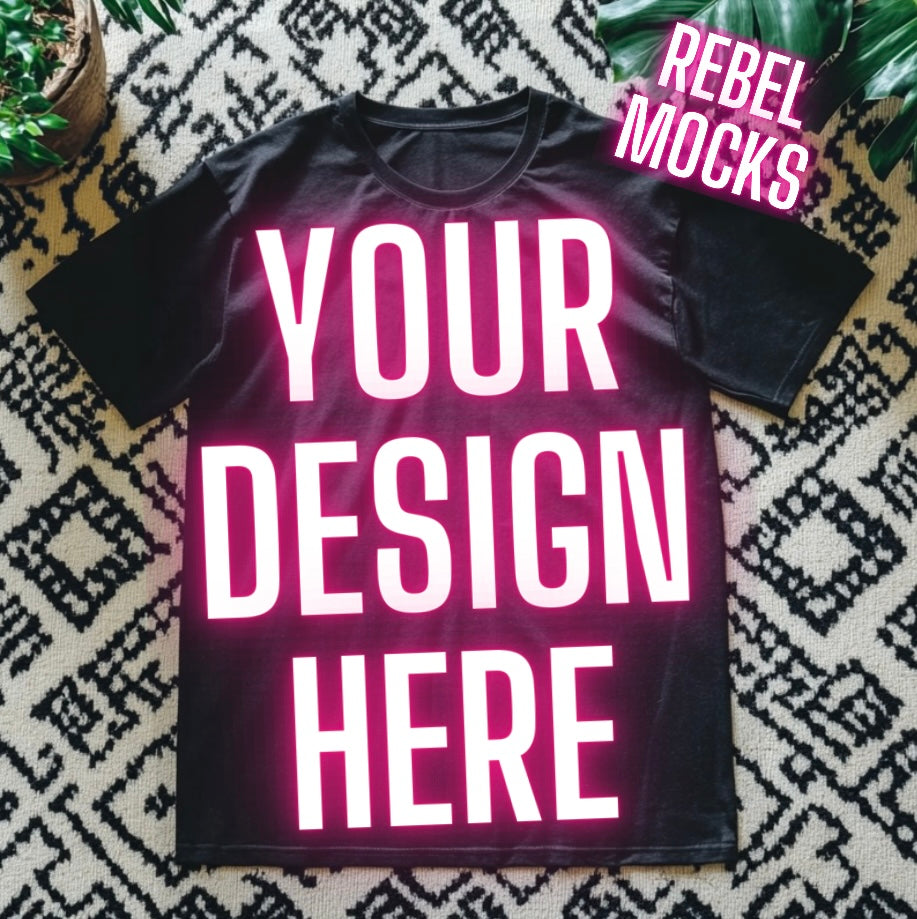 Black Tee flat lay Mock Up