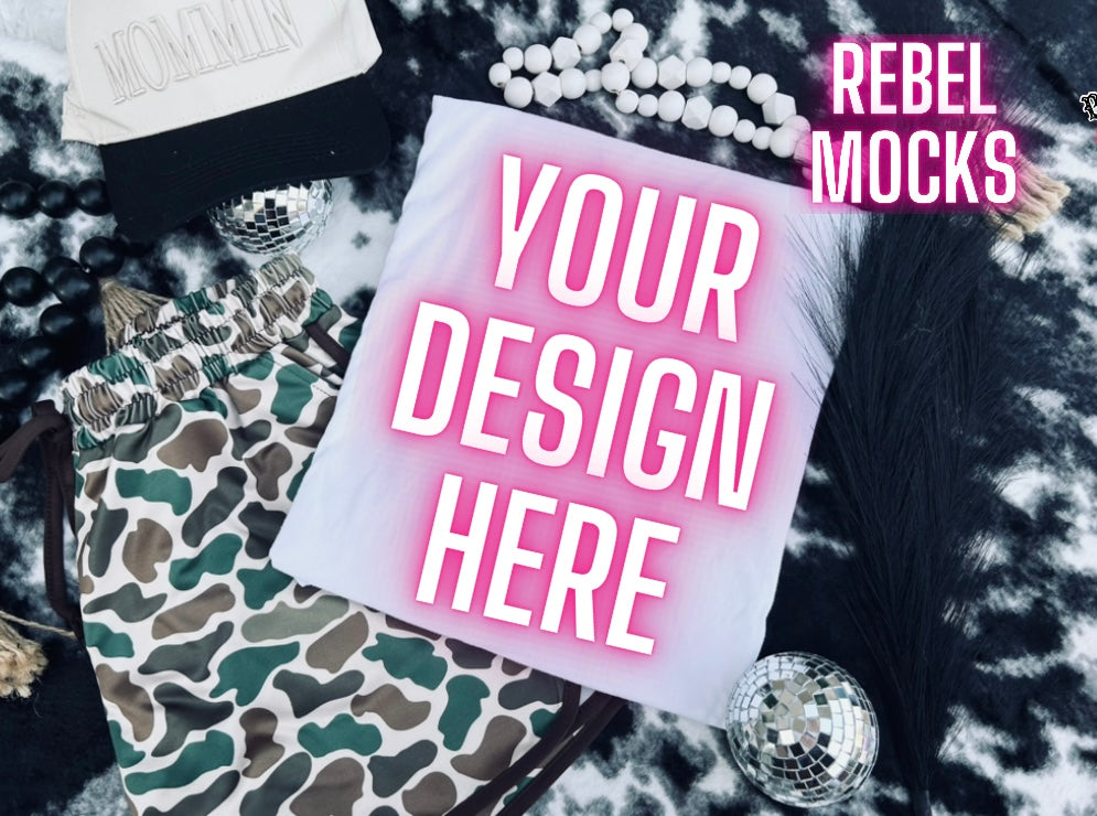 White Trendy Mock Up Flat Lay