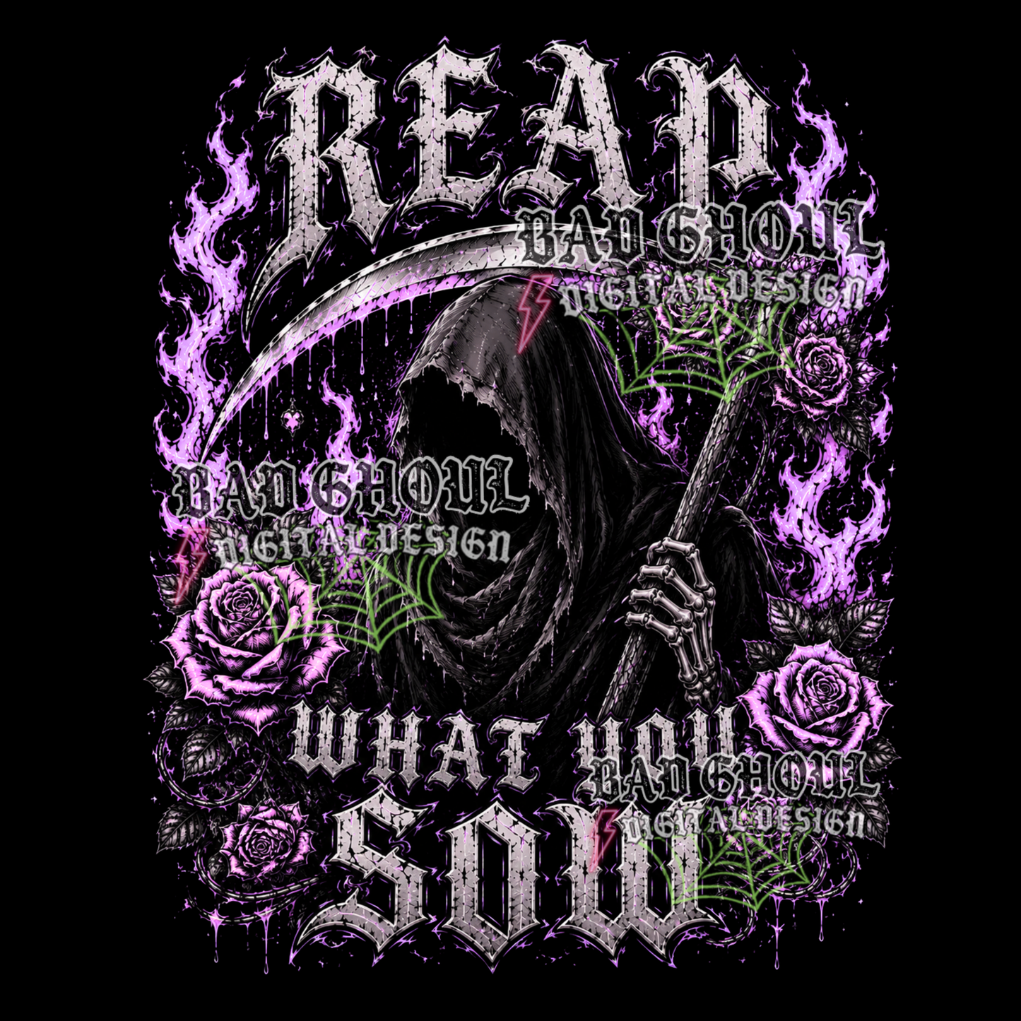 Reap what you sow -Reaper | PNG DOWNLOAD | Black Fabric Only