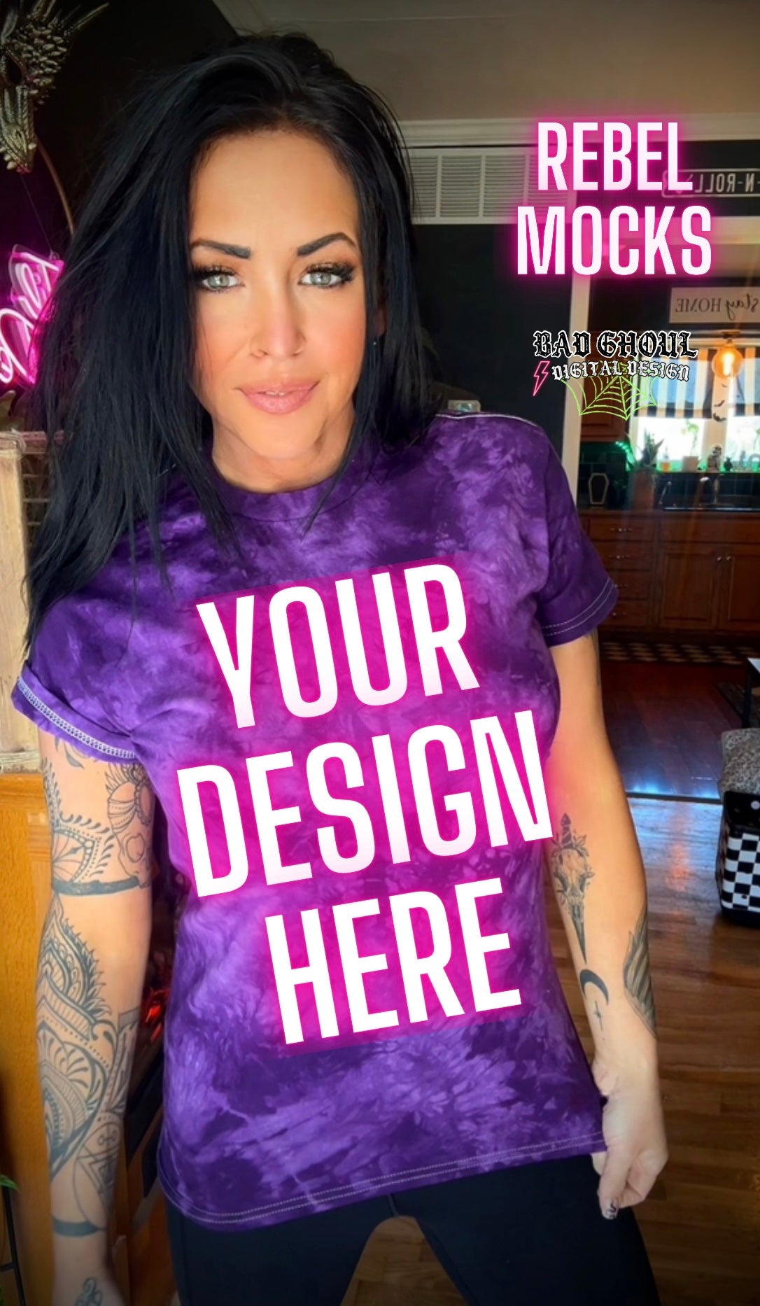 Alt Vibez Purple Tie Dye Tee Trendy Model Mock Up