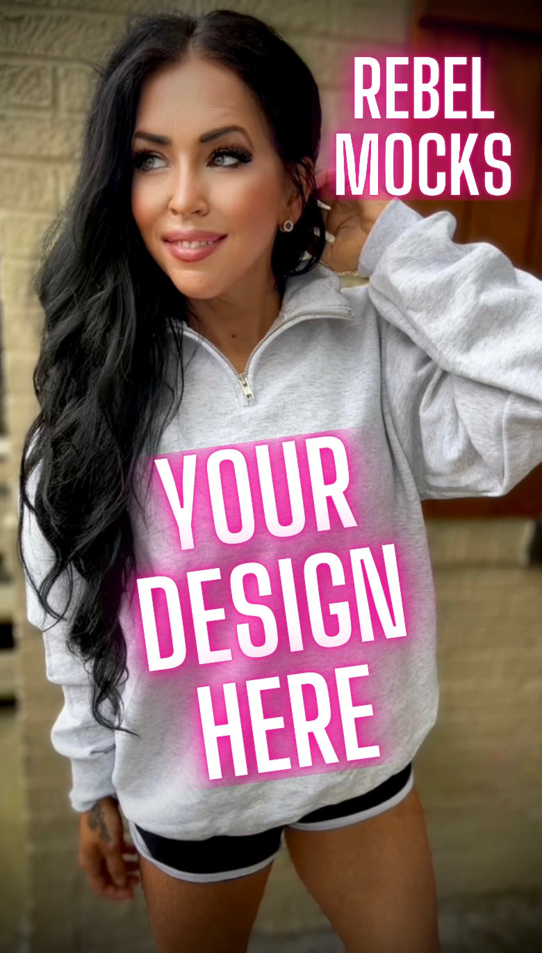 Ash Jerzee 1/4 Zip Sweatshirt Model Mock Up