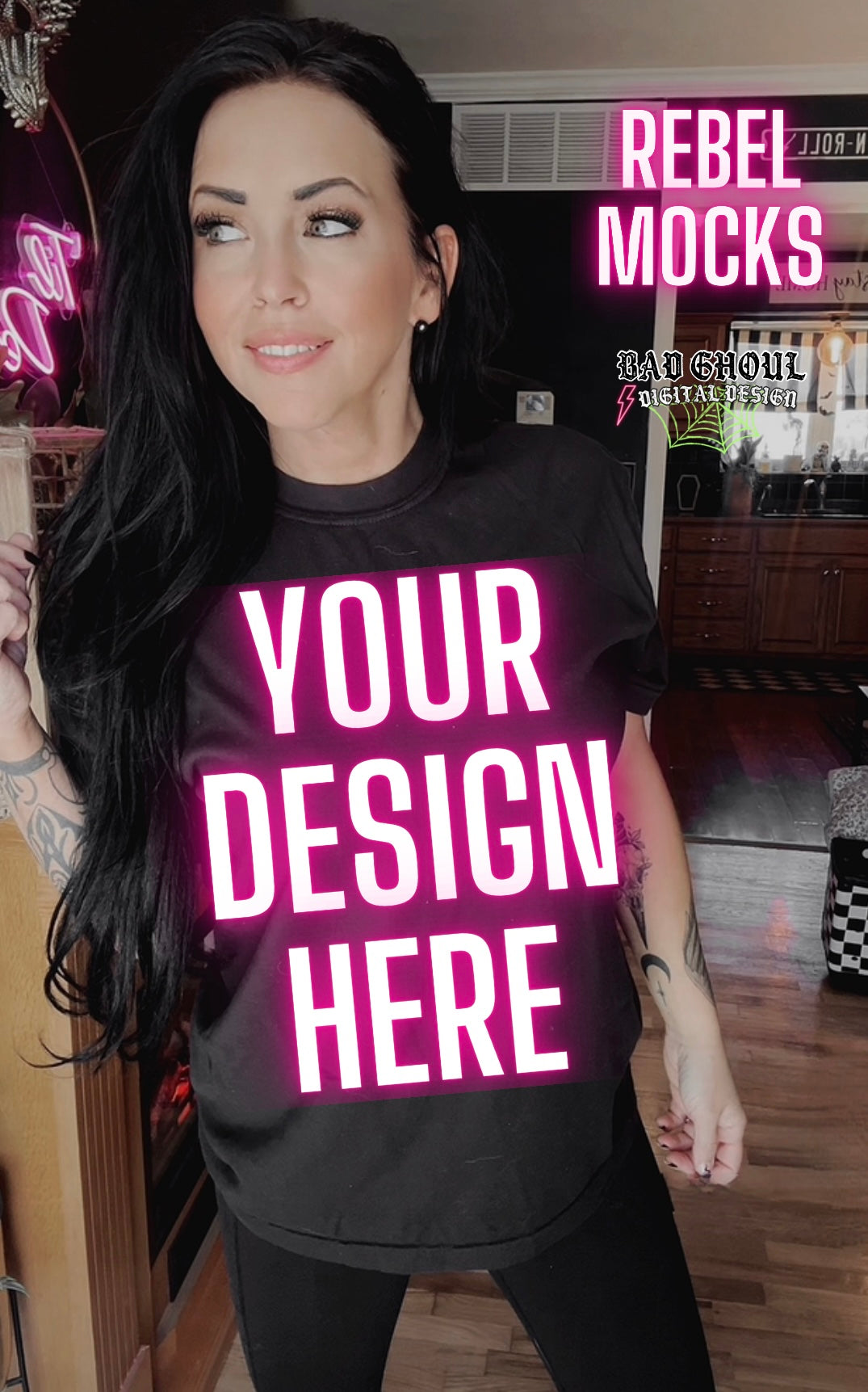 Alt Vibez Black Tee Trendy Model Mock Up