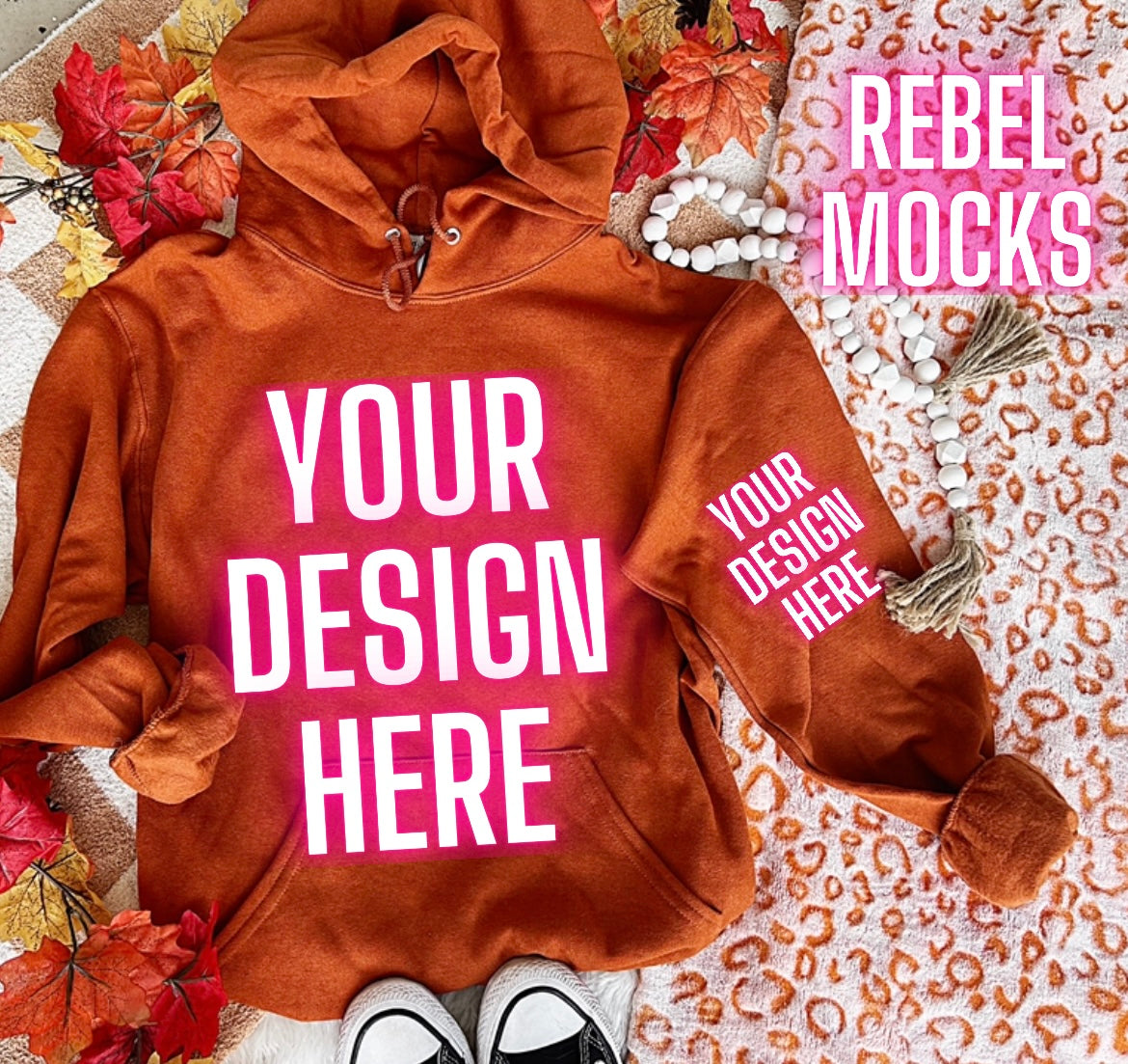 Jerzee Texas Orange Hoodie Fall Flat Lay Mock Up TRENDING
