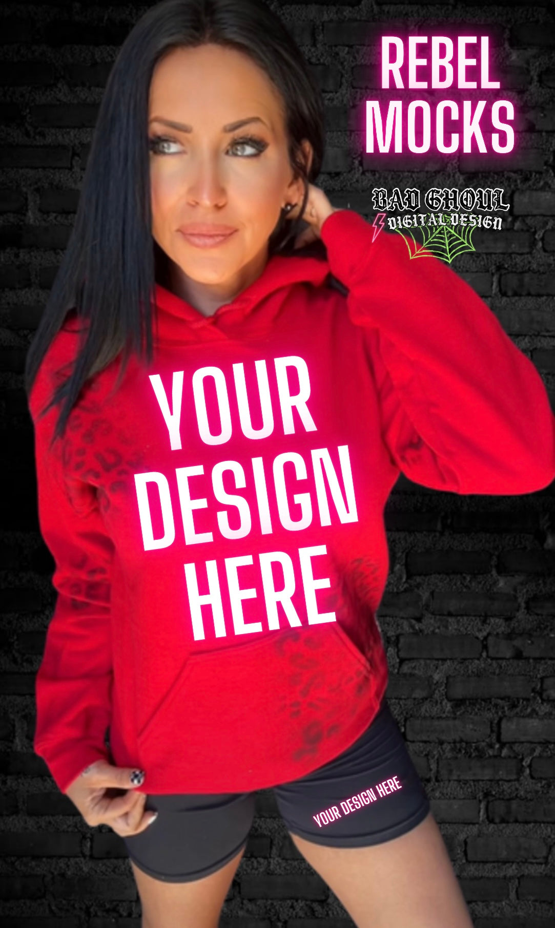 Red & Black Cheetah Hoddie IRL Model Mock VIBIN